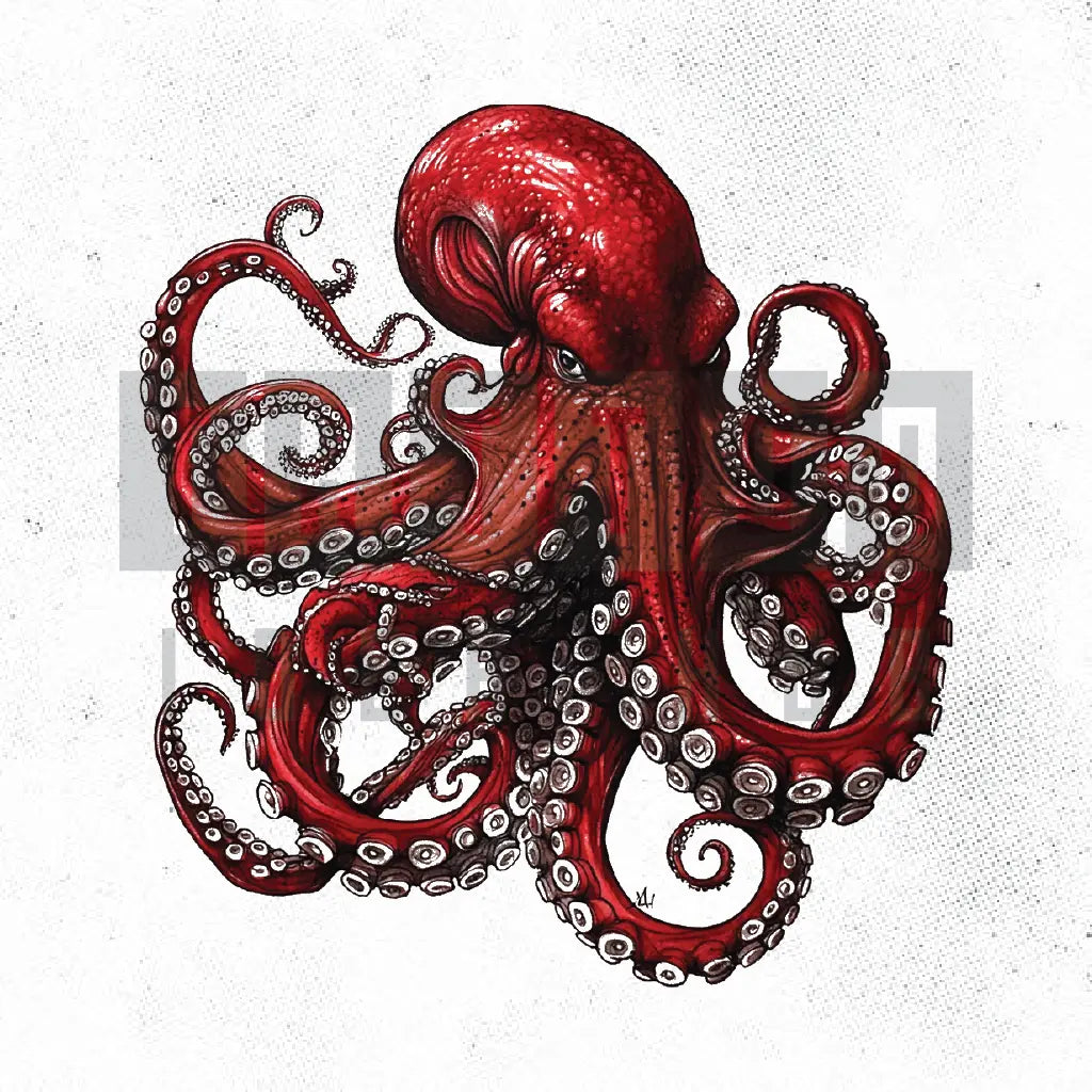 red octopus tattoo idea design stencil png