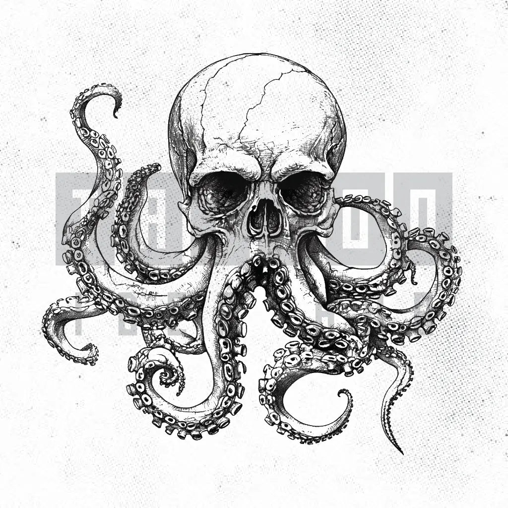 skull octopus tattoo idea design stencil png