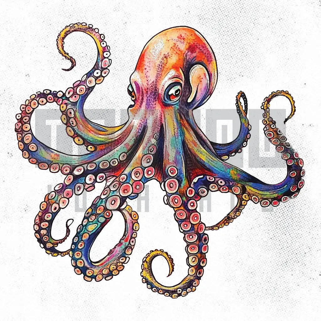 colorful octopus tattoo idea design stencil png