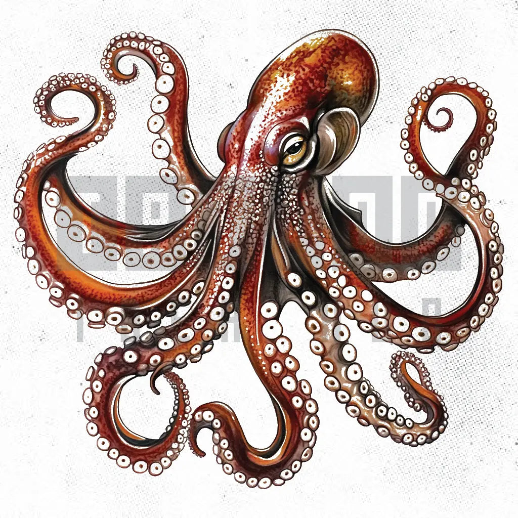 realistic octopus tattoo idea design stencil png