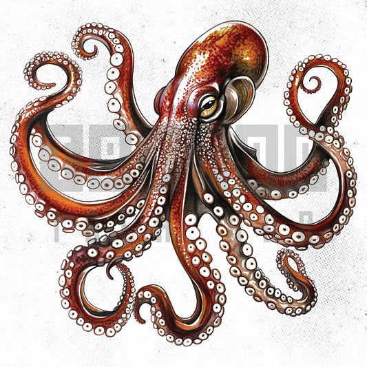 realistic octopus tattoo idea design stencil png