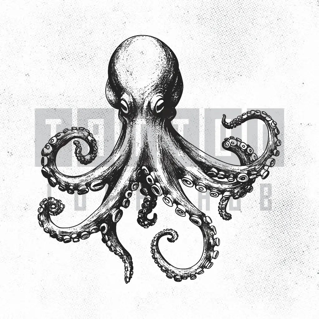 simple octopus tattoo idea design stencil png