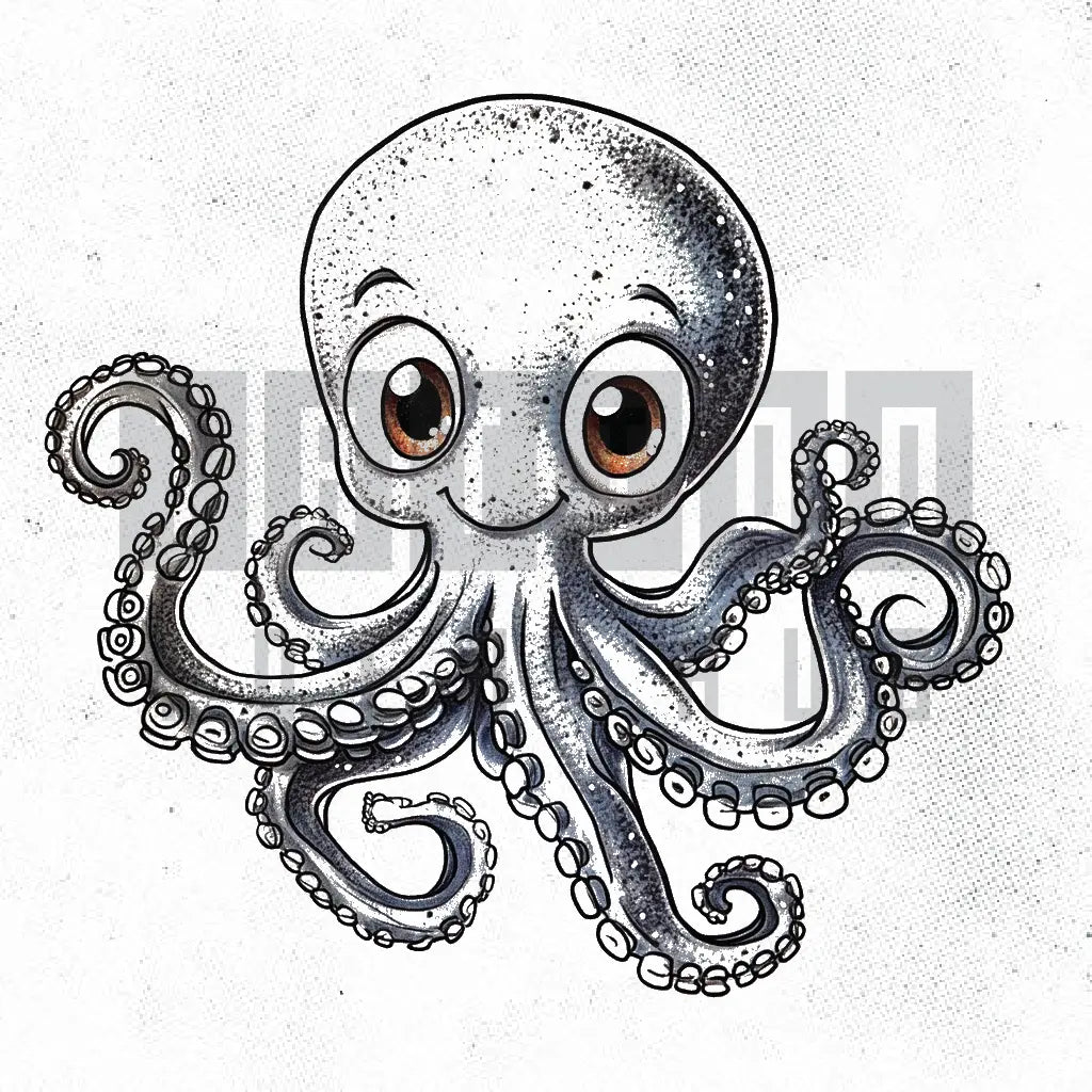 cute octopus tattoo idea design stencil png