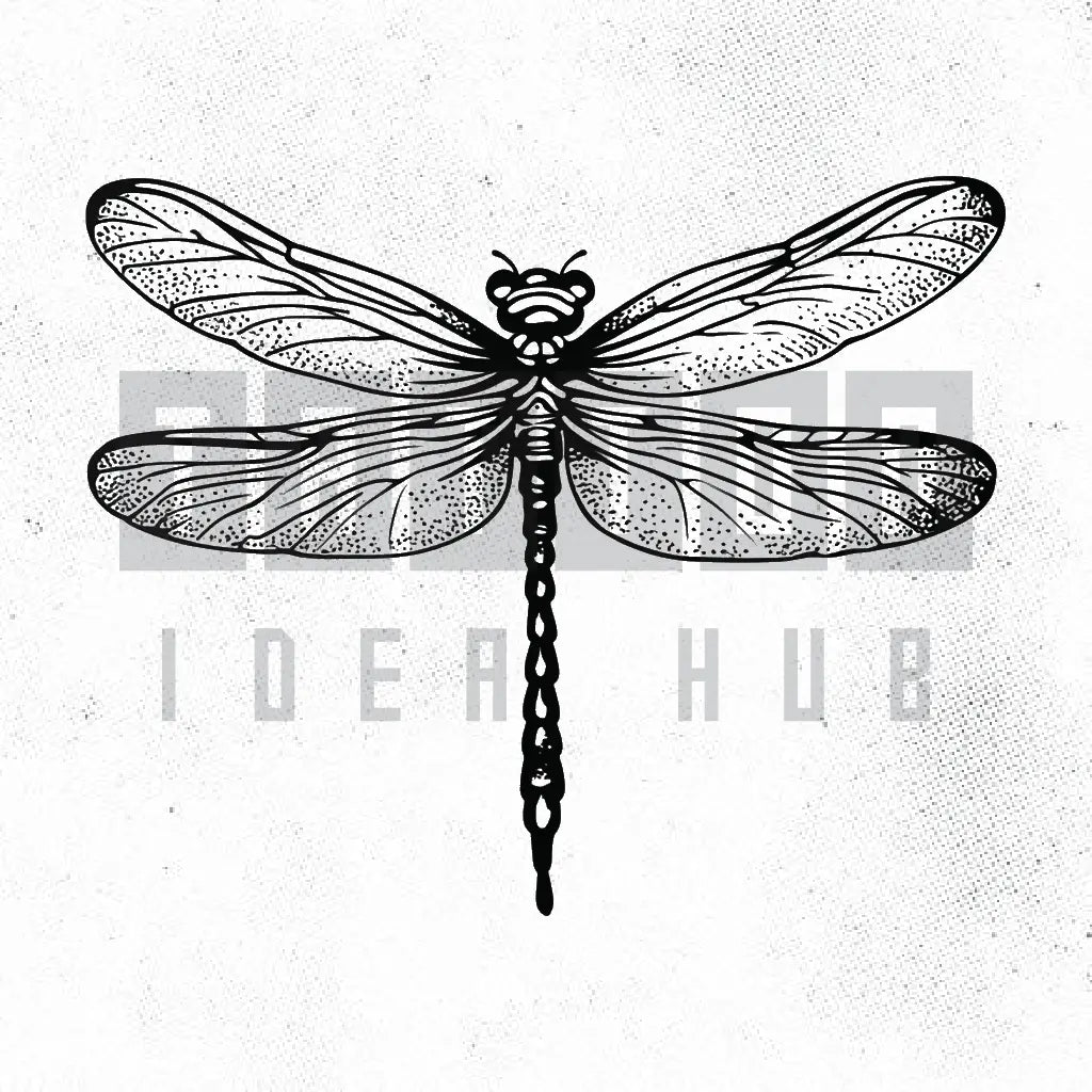 black and white dragonfly tattoo idea design stencil png