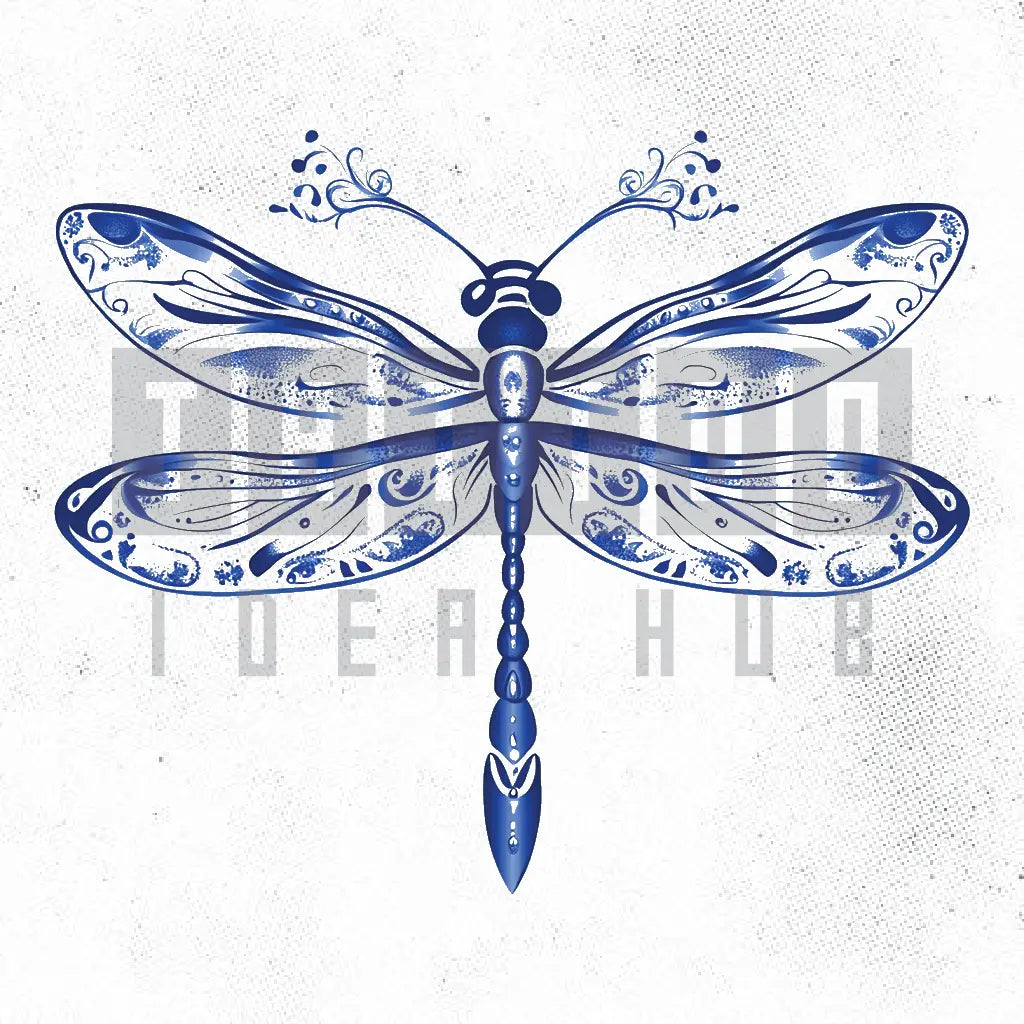 blue dragonfly tattoo idea design stencil png