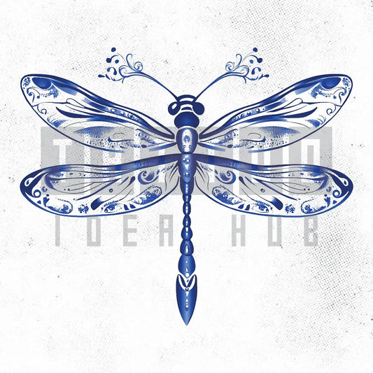 blue dragonfly tattoo idea design stencil png