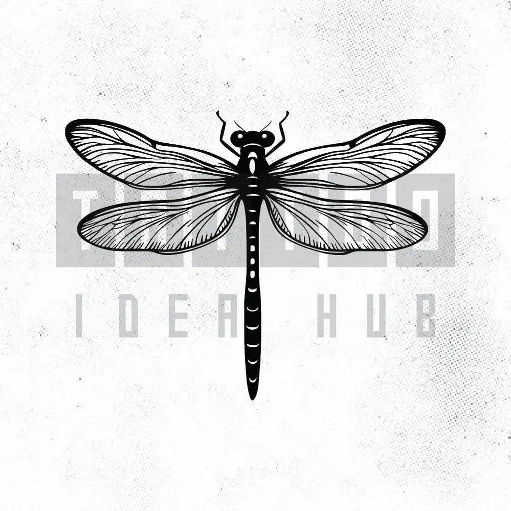 fine line dragonfly tattoo idea design stencil png