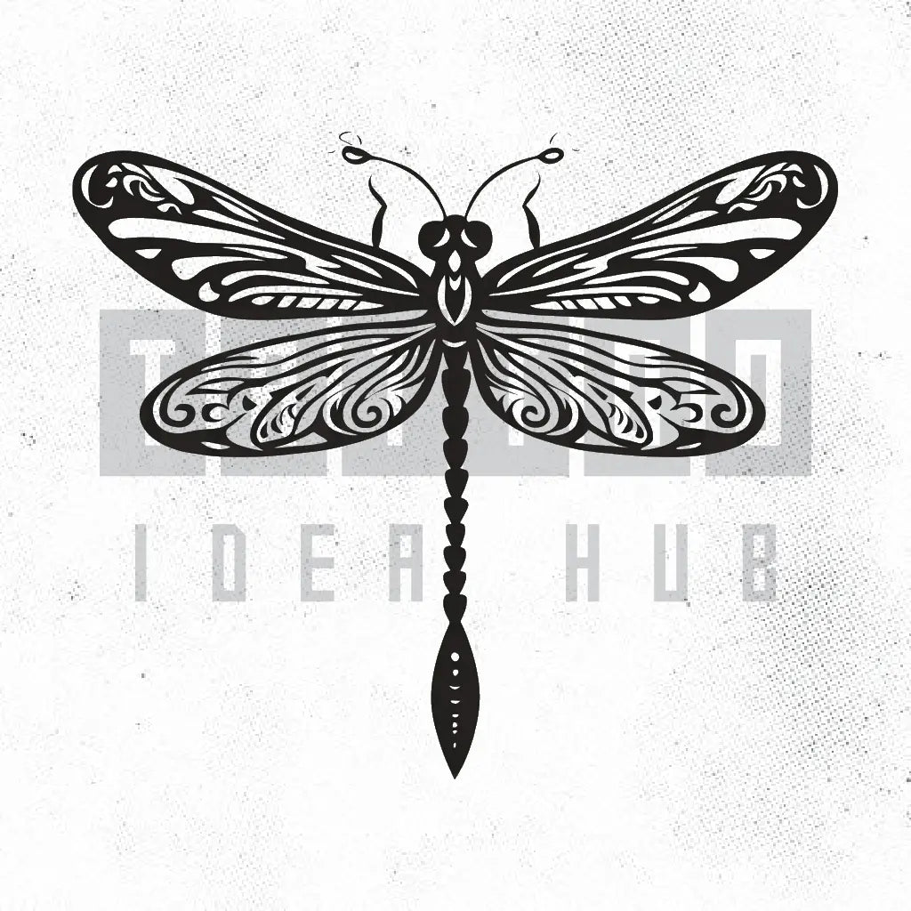 tribal dragonfly tattoo idea design stencil png