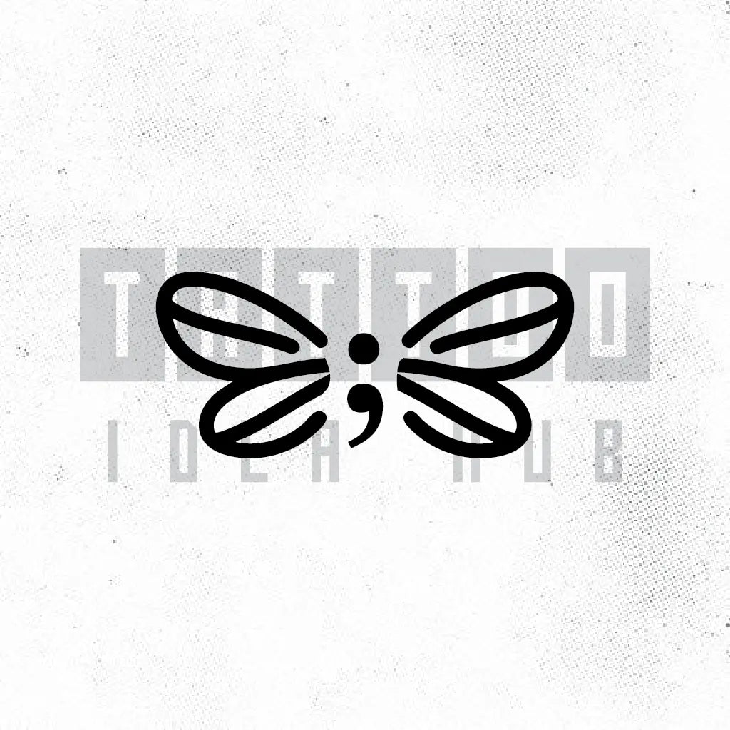 semicolon dragonfly tattoo idea design stencil png