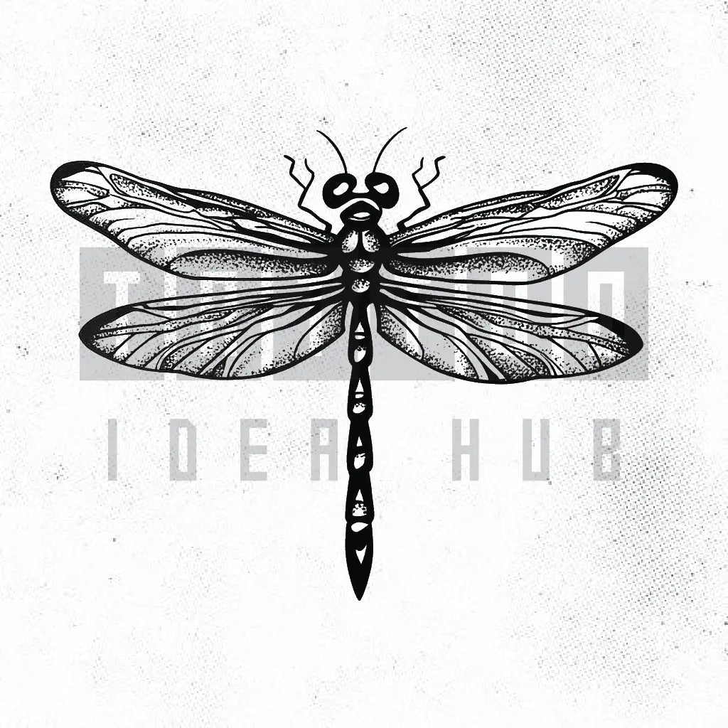 realistic dragonfly tattoo idea design stencil png