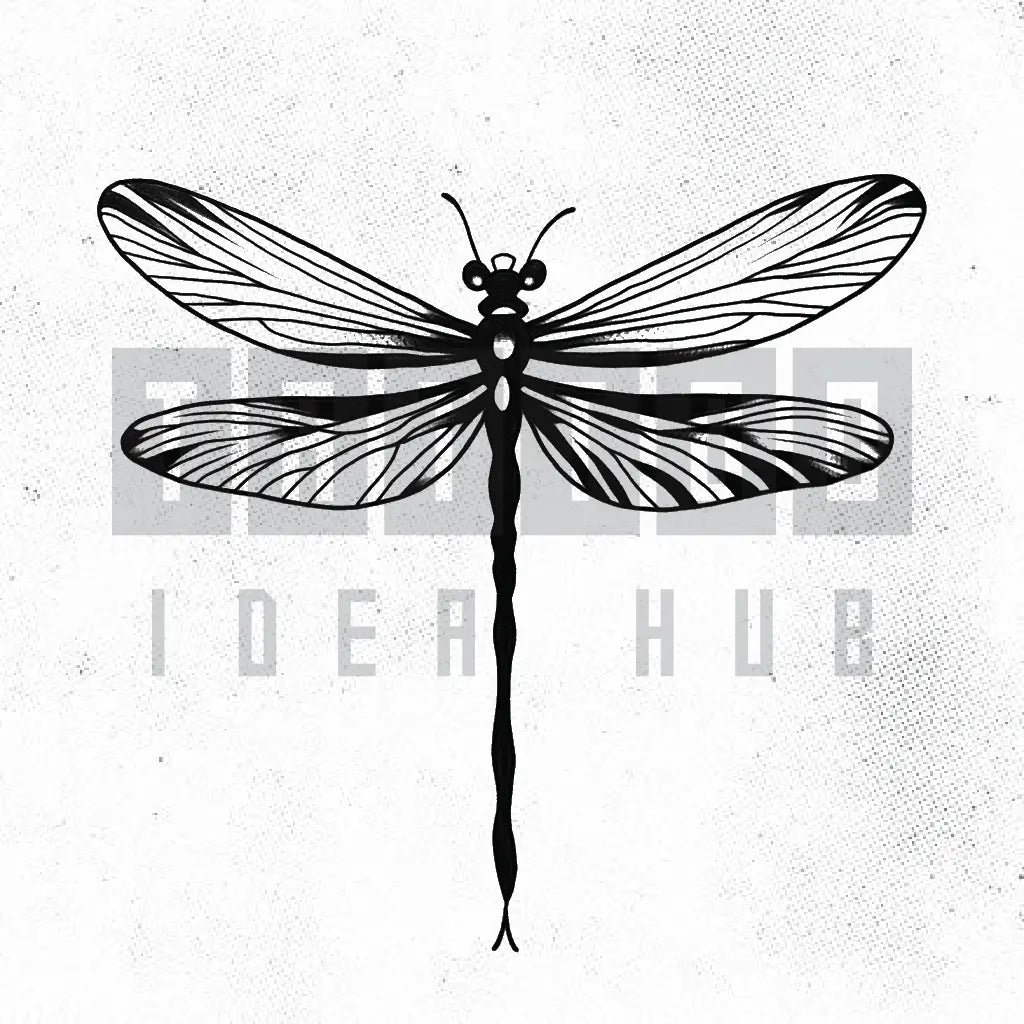 dainty dragonfly tattoo idea design stencil png