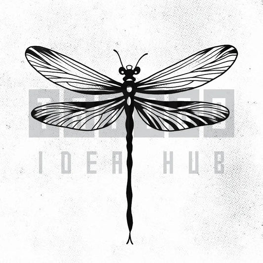 dainty dragonfly tattoo idea design stencil png