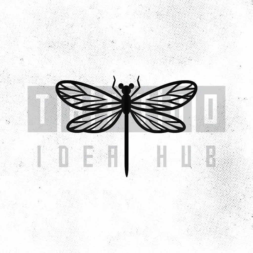 simple outline dragonfly tattoo idea design stencil png