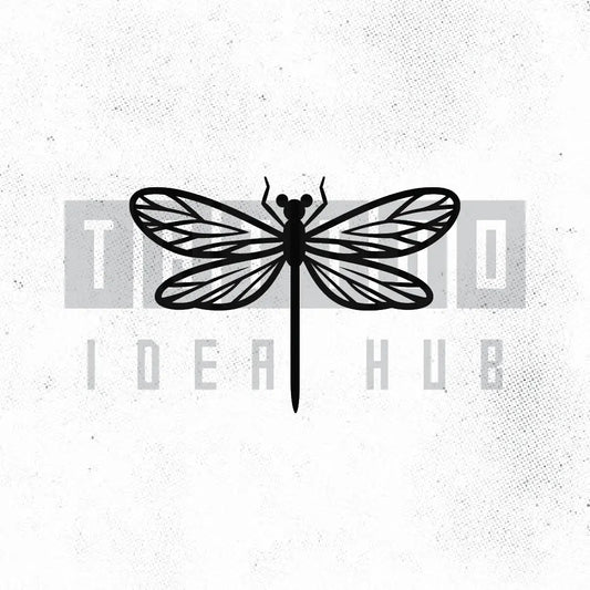 simple outline dragonfly tattoo idea design stencil png