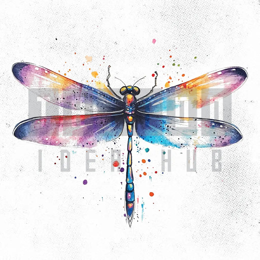 watercolor dragonfly tattoo idea design stencil png