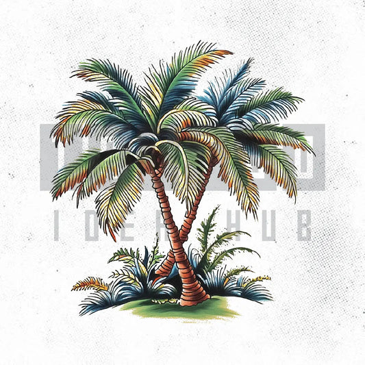 colorful palm tree tattoo idea design stencil png