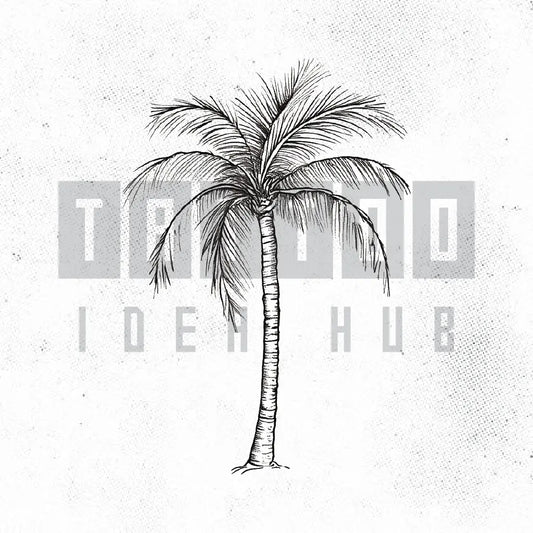 fine line palm tree tattoo idea design stencil png