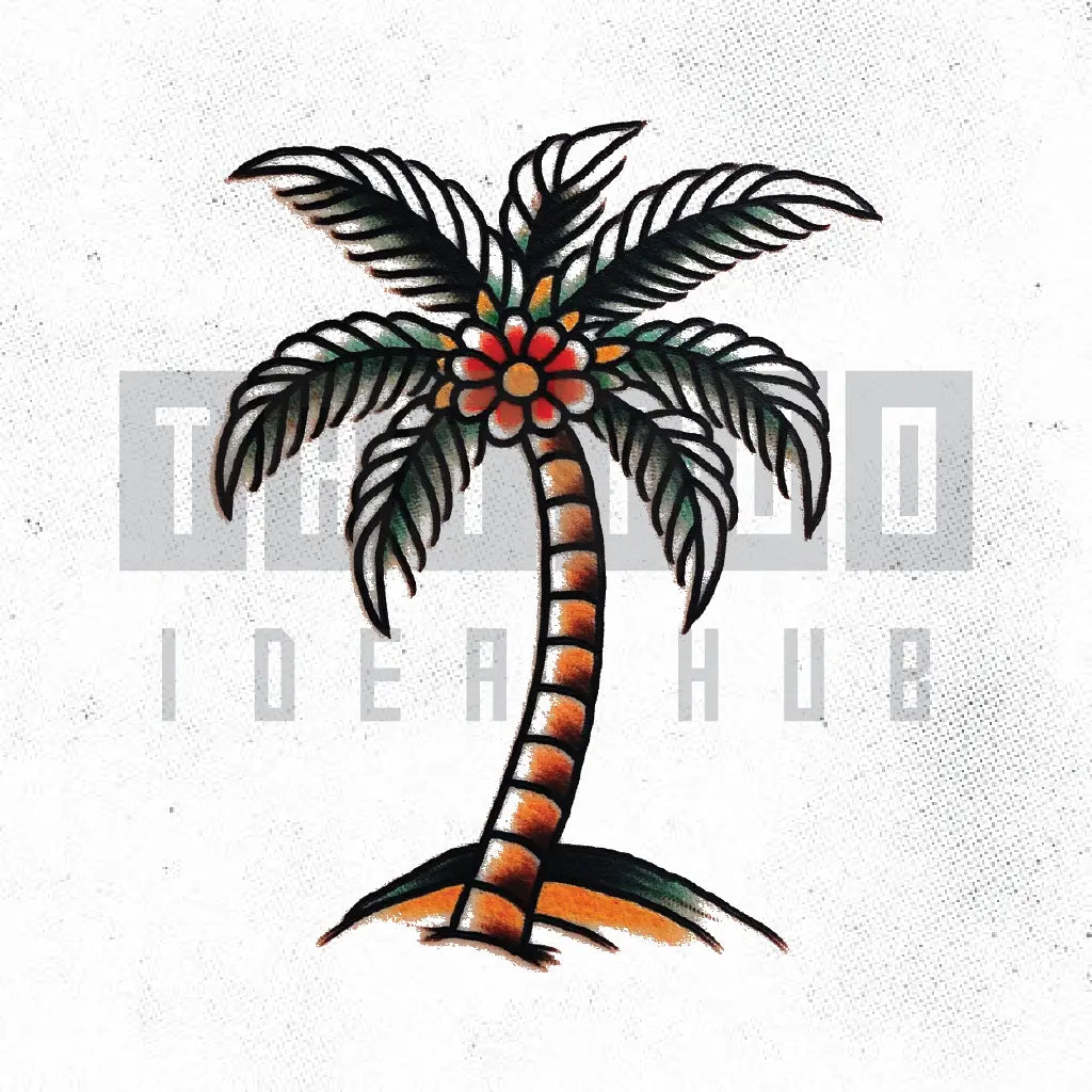 traditional palm tree tattoo idea design stencil png