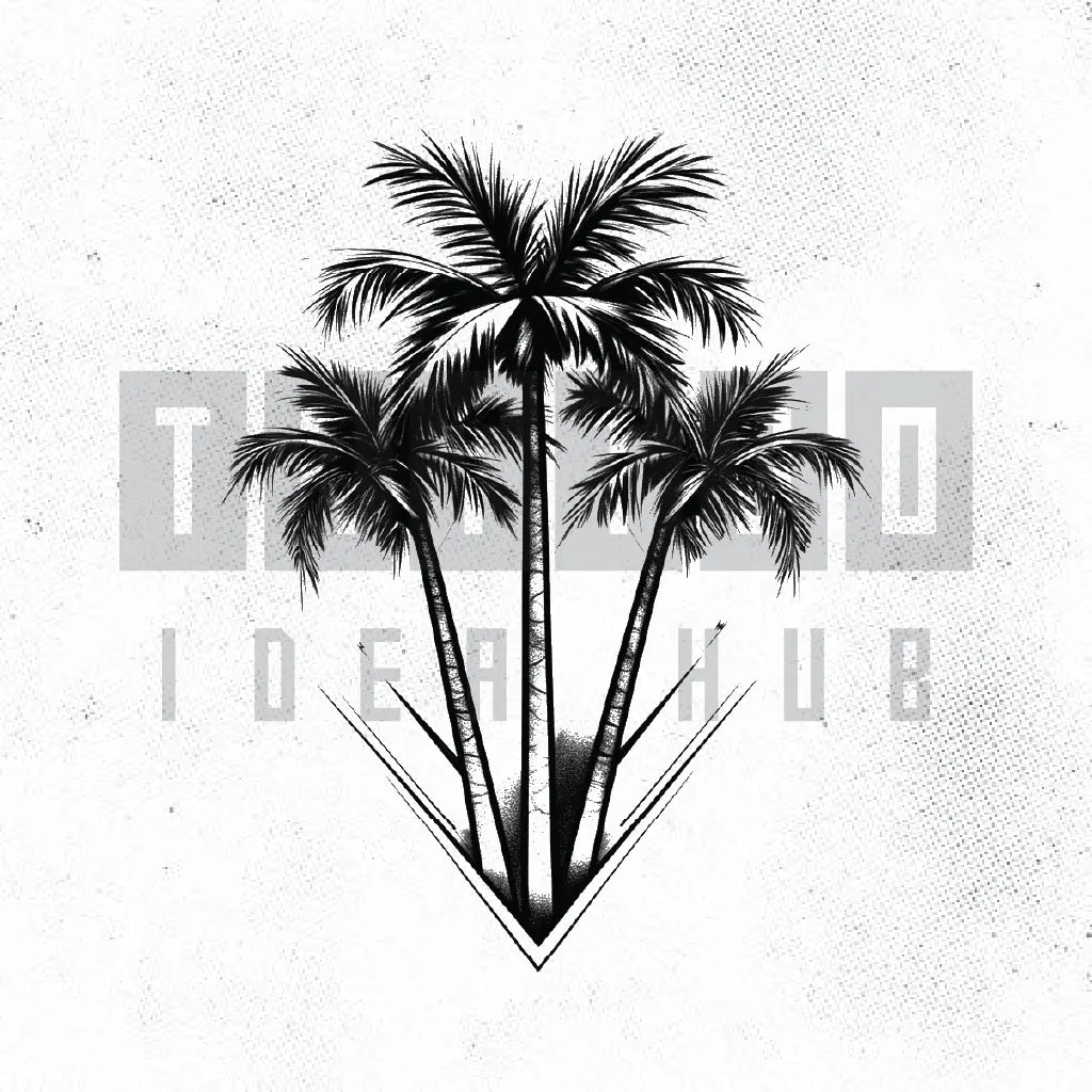 palm tree men tattoo idea design stencil png