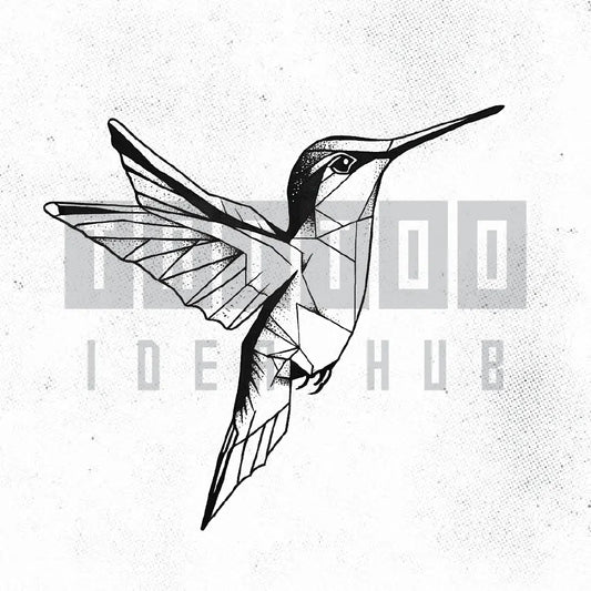 geometric hummingbird tattoo idea design stencil png