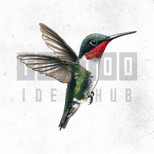 realistic hummingbird tattoo idea design stencil png