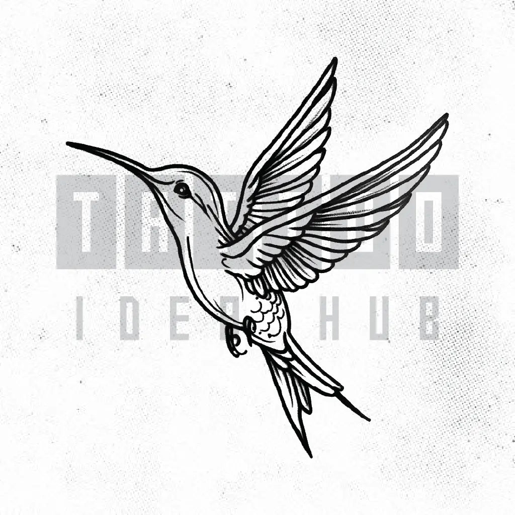 hummingbird outline tattoo idea design stencil png