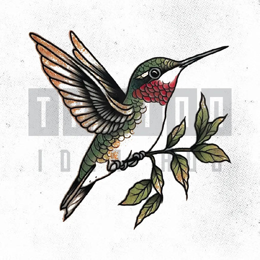 traditional hummingbird tattoo idea design stencil png