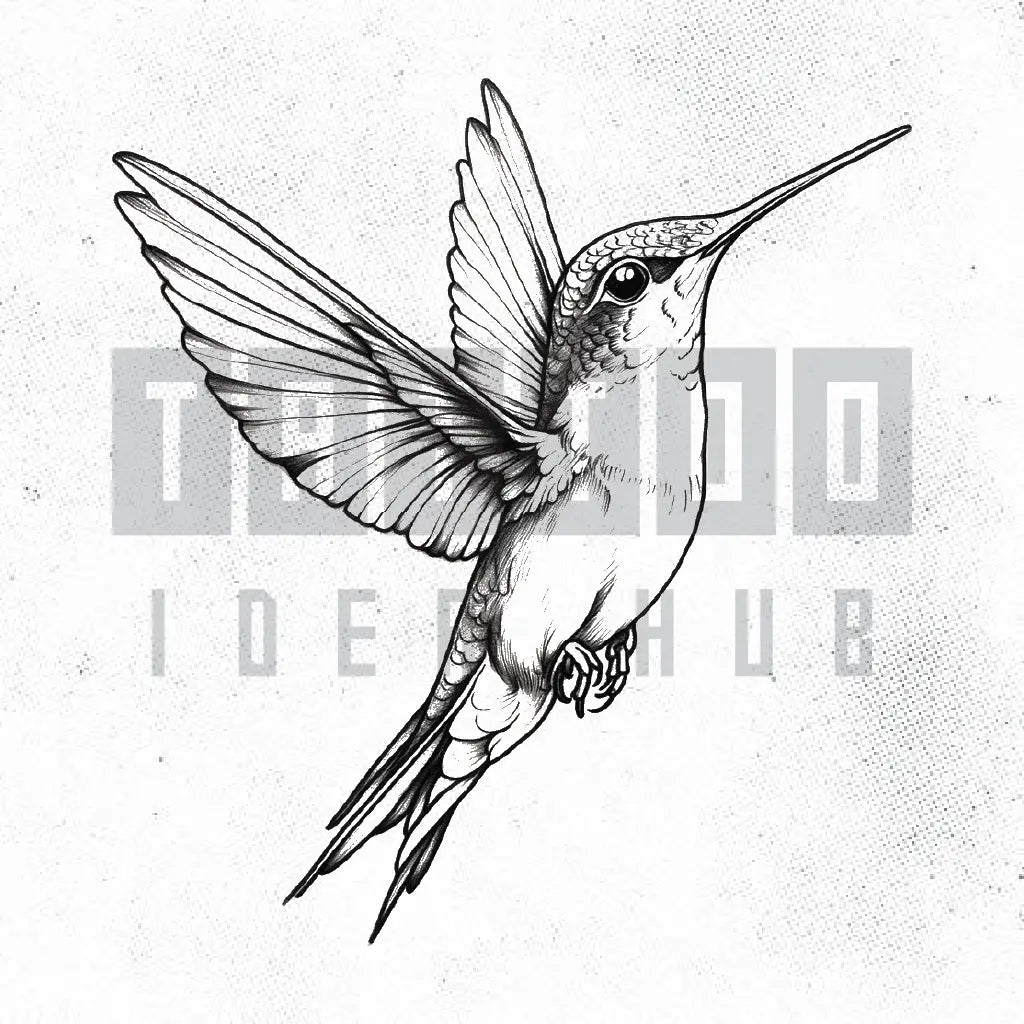 small hummingbird tattoo idea design stencil png