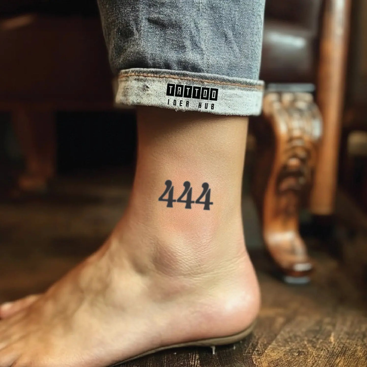 roman numeral font 444 ankle temporary tattoo idea design