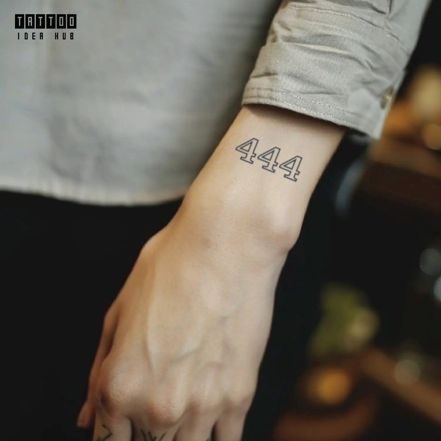 444 outline wrist temporary tattoo idea design