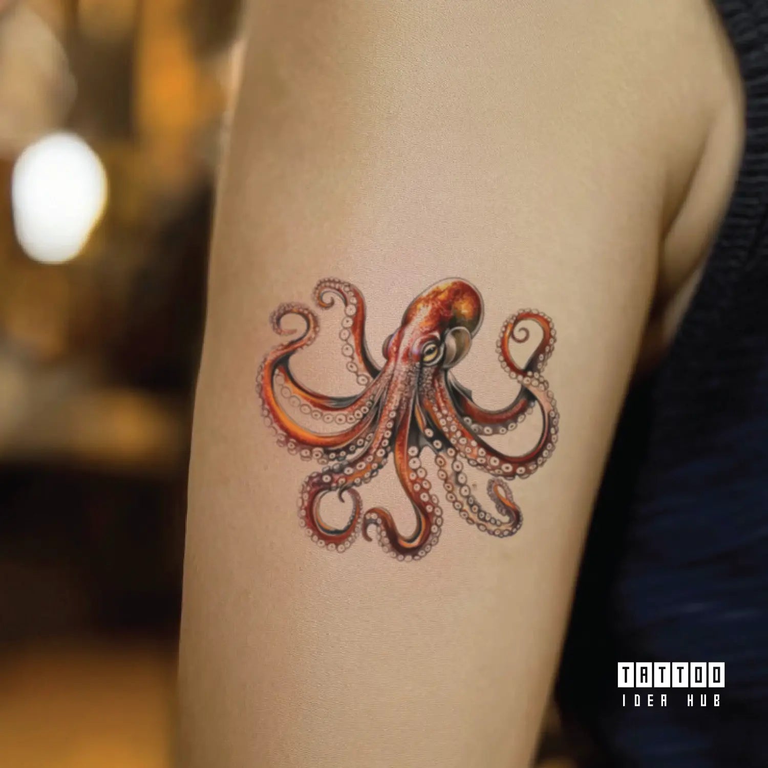 realistic octopus bicep temporary tattoo idea design