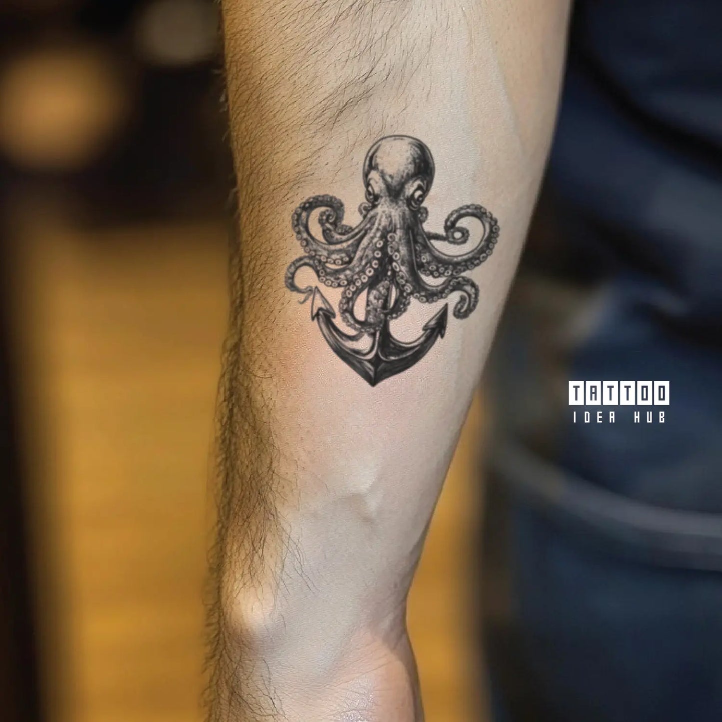 octopus anchor forearm temporary tattoo idea design