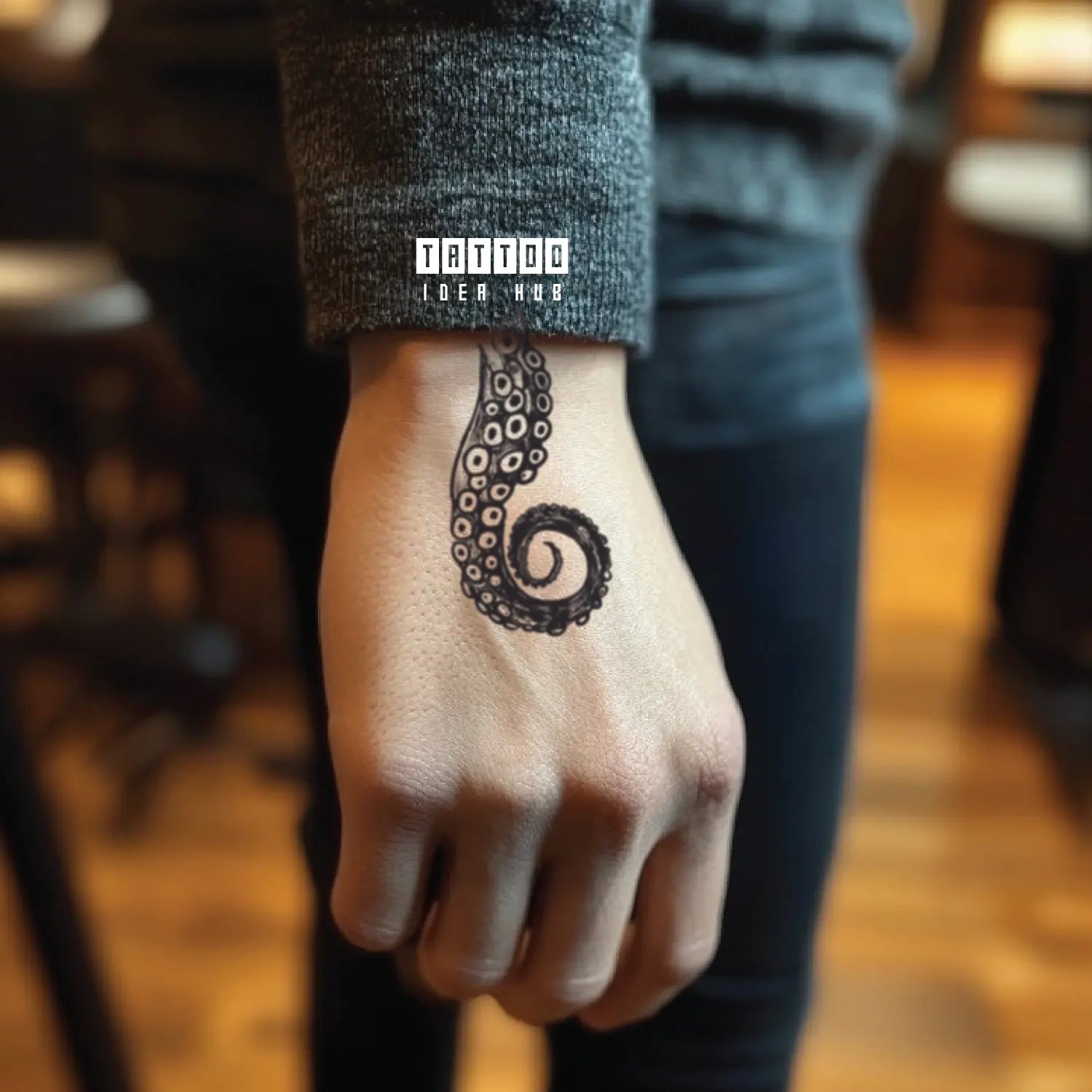 octopus tentacle hand temporary tattoo idea design