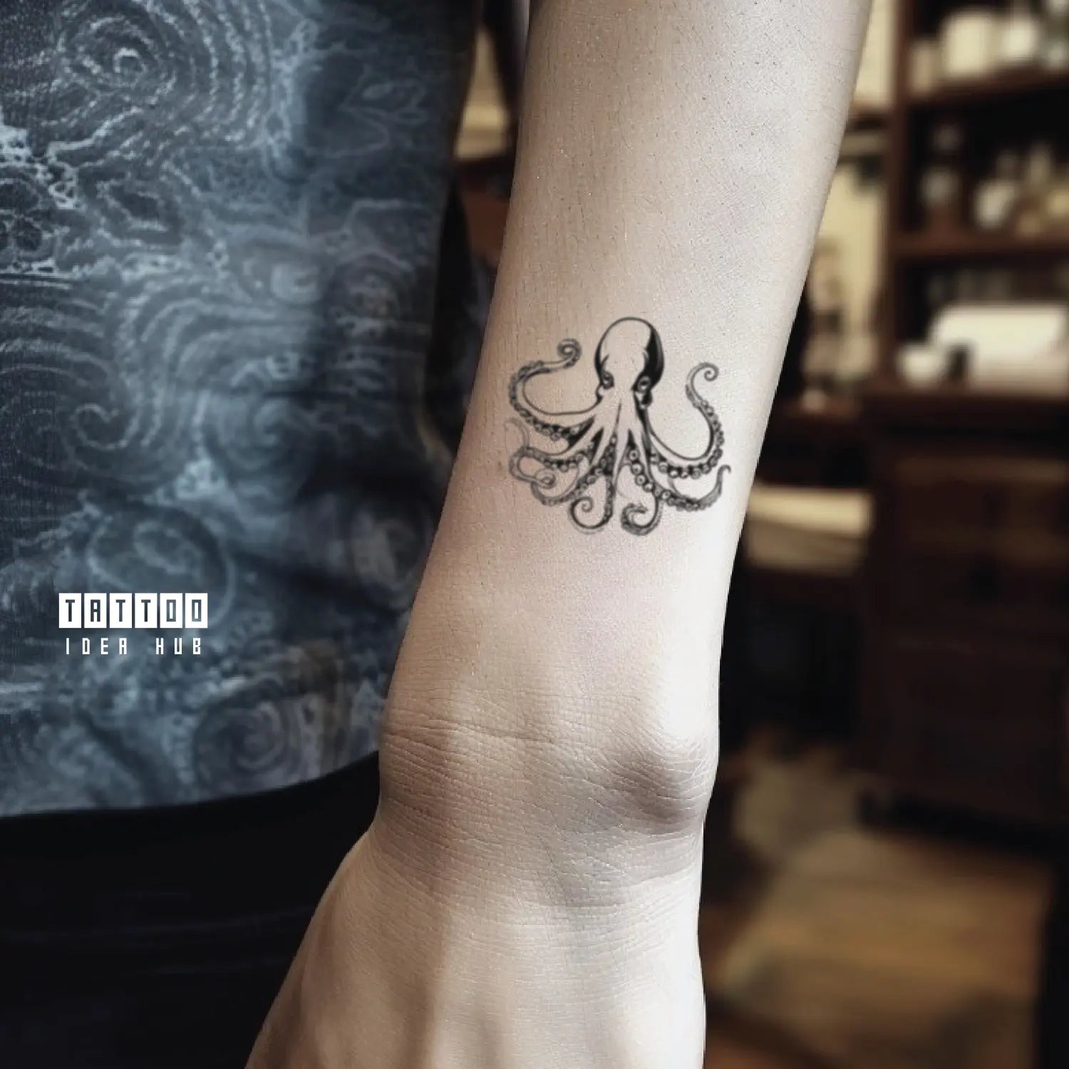 octopus outline wrist temporary tattoo idea design