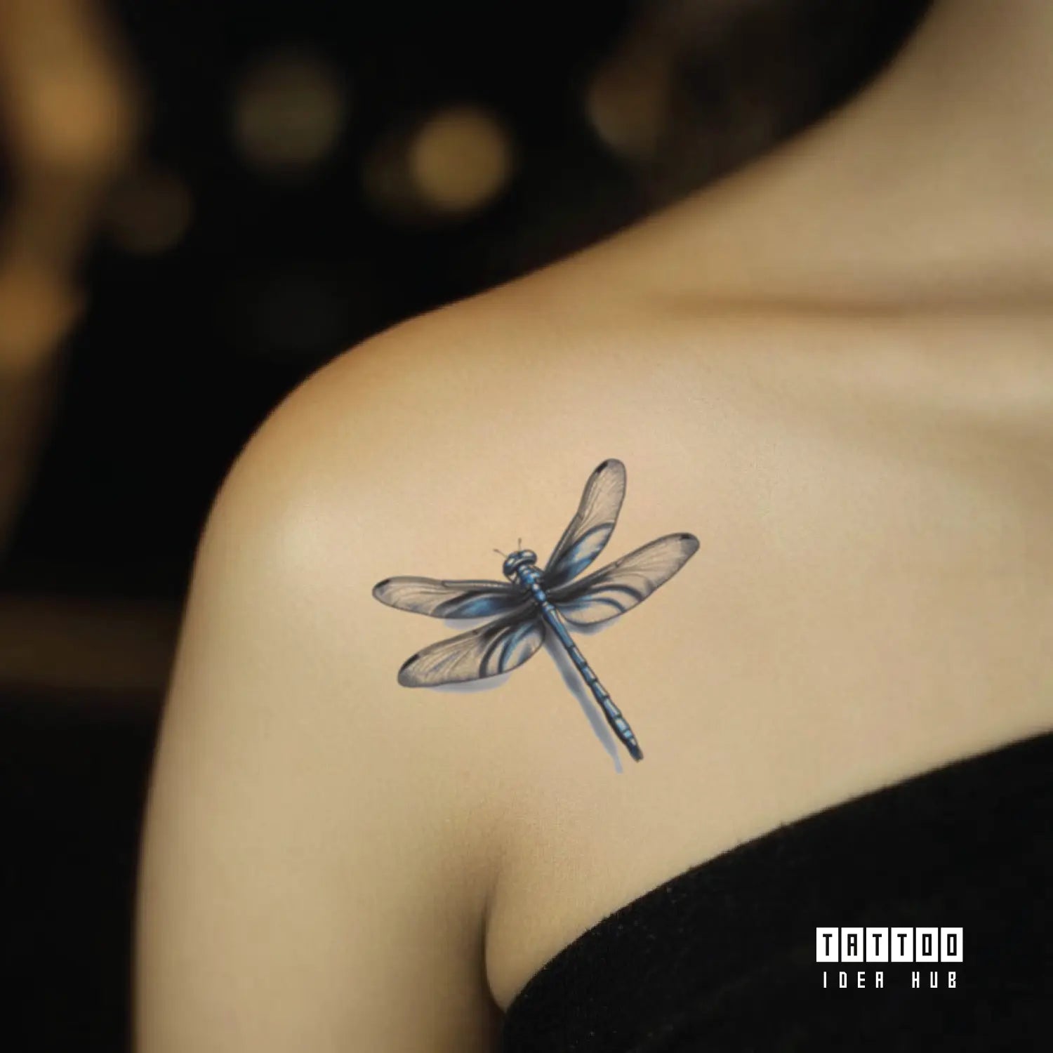 3d dragonfly shoulder temporary tattoo idea design