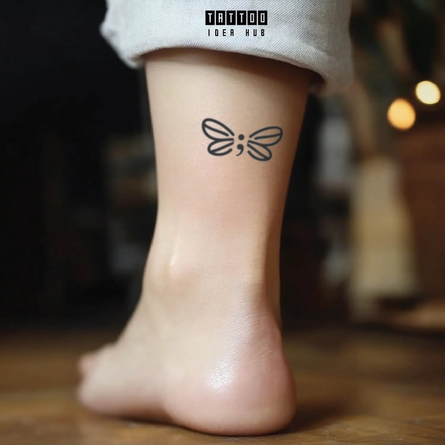 semicolon dragonfly leg temporary tattoo idea design