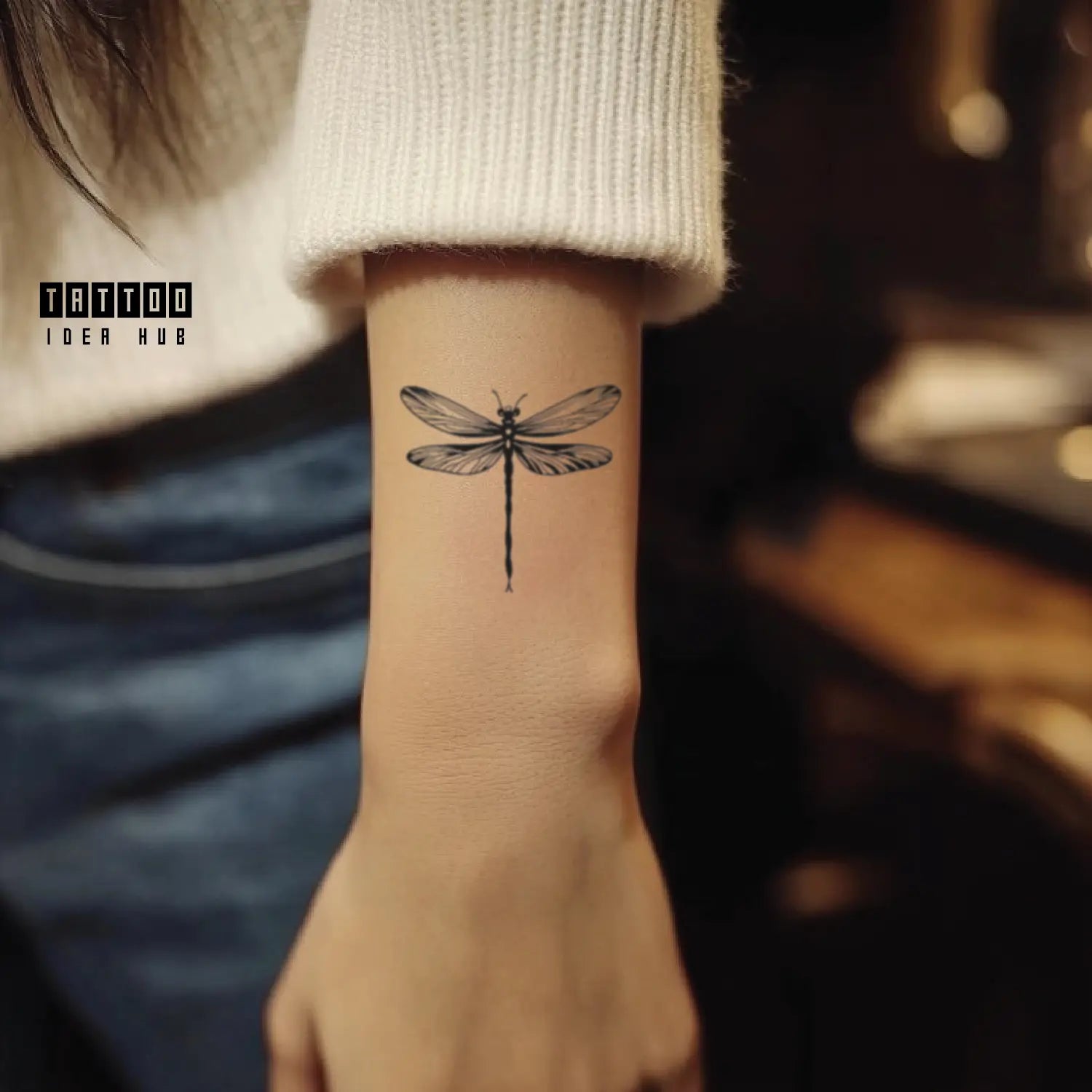 dainty dragonfly wrist temporary tattoo idea design