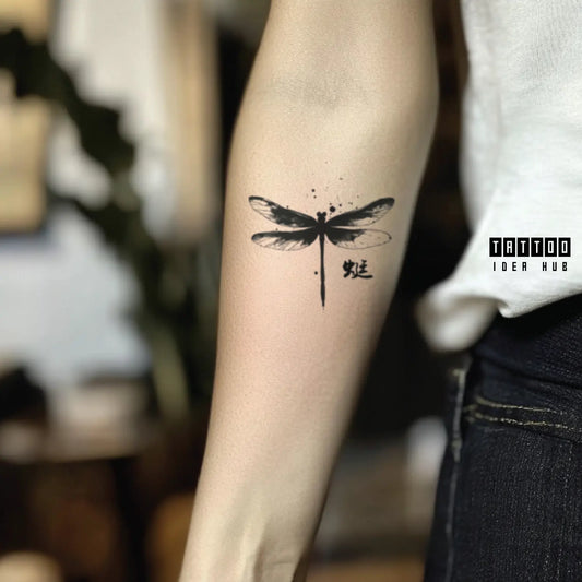 chinese dragonfly forearm temporary tattoo idea design