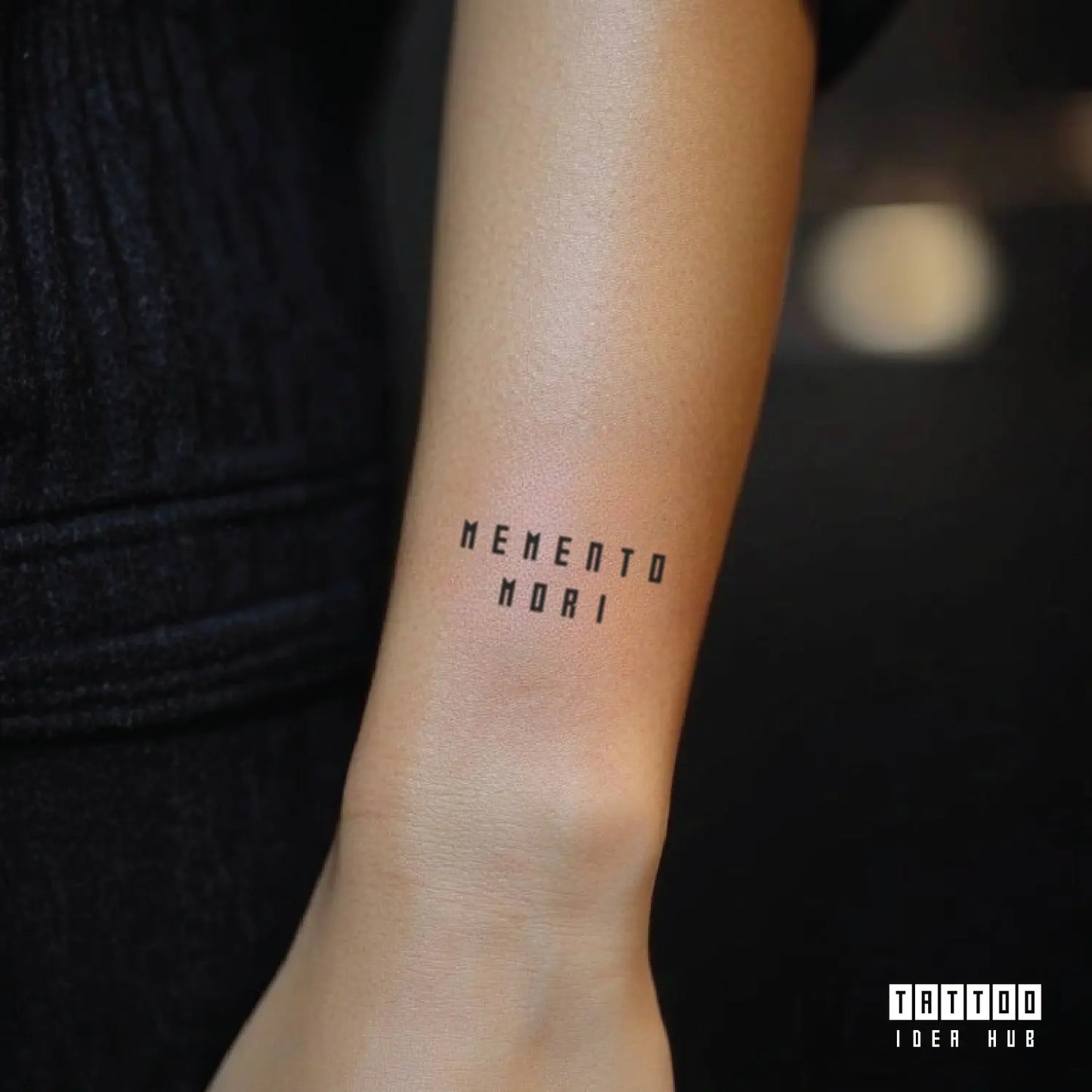 minimalist memento mori wrist temporary tattoo idea design