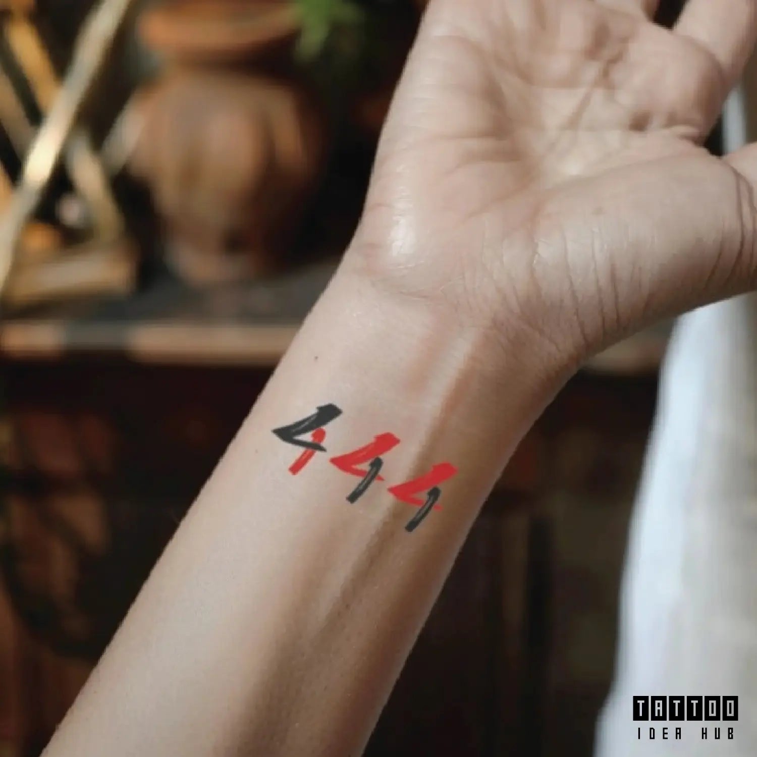 444 777 wrist temporary tattoo idea design