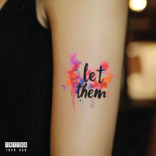 watercolor let them bicep temporary tattoo idea design