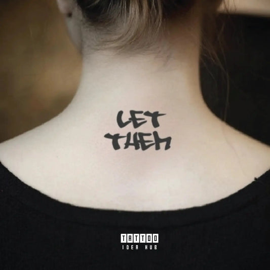 let them graffiti style neck temporary tattoo idea design