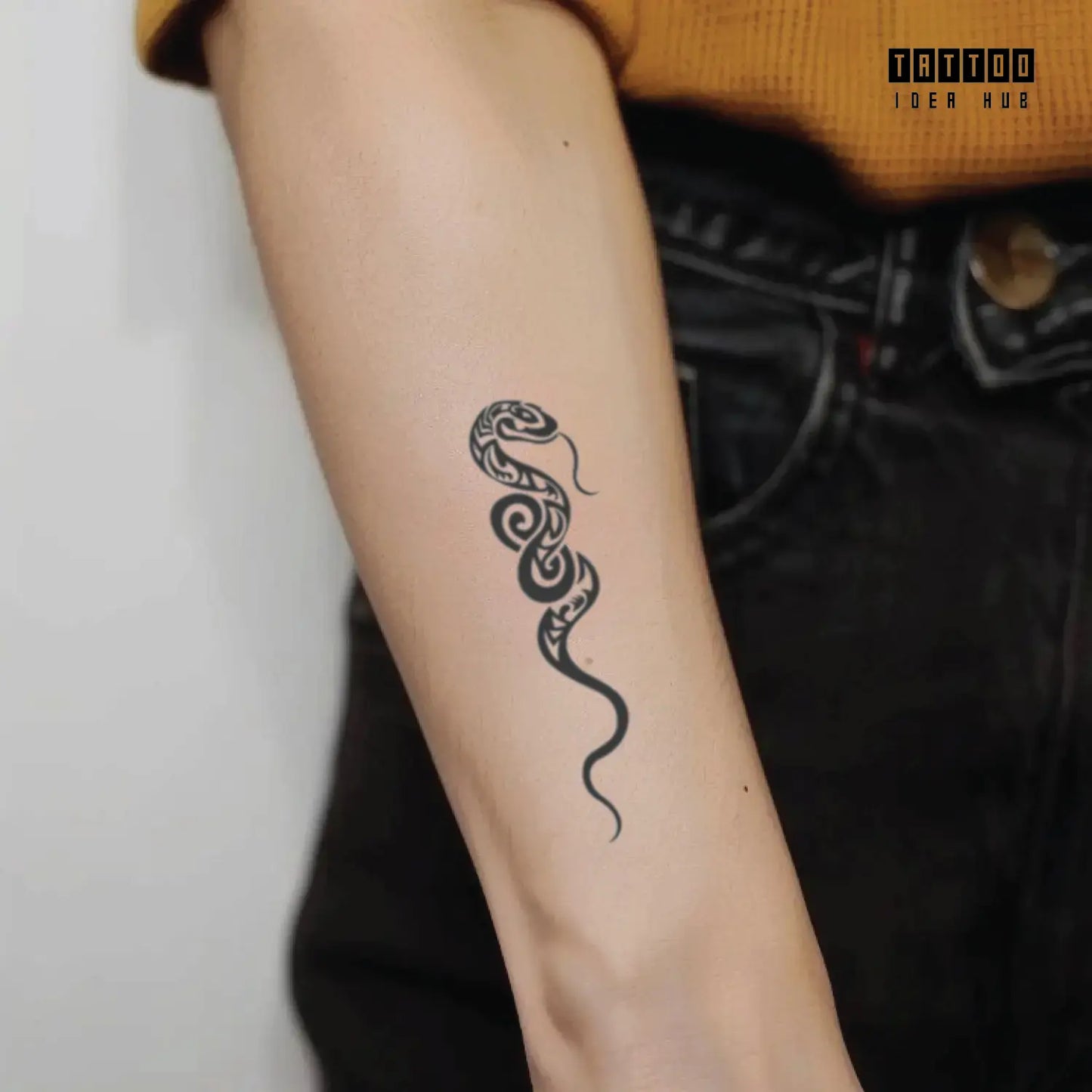 tribal snake forearm temporary tattoo idea design