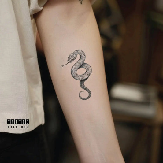 simple snake forearm temporary tattoo idea design