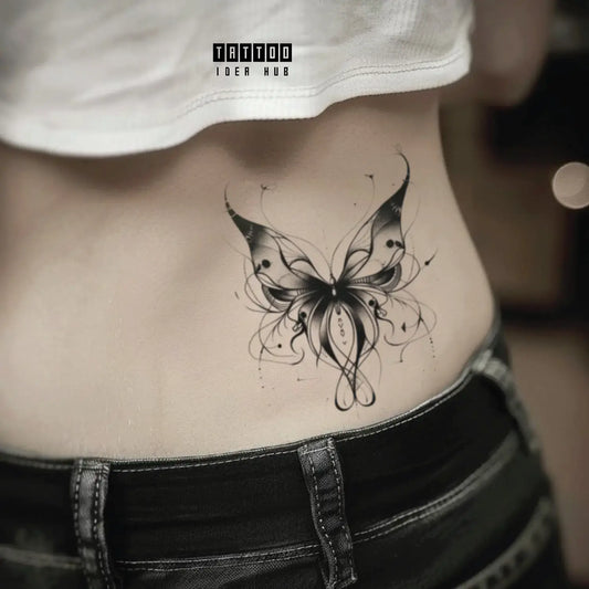 abstract butterfly waist temporary tattoo idea design