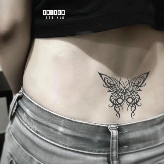 celtic butterfly lower back temporary tattoo idea design