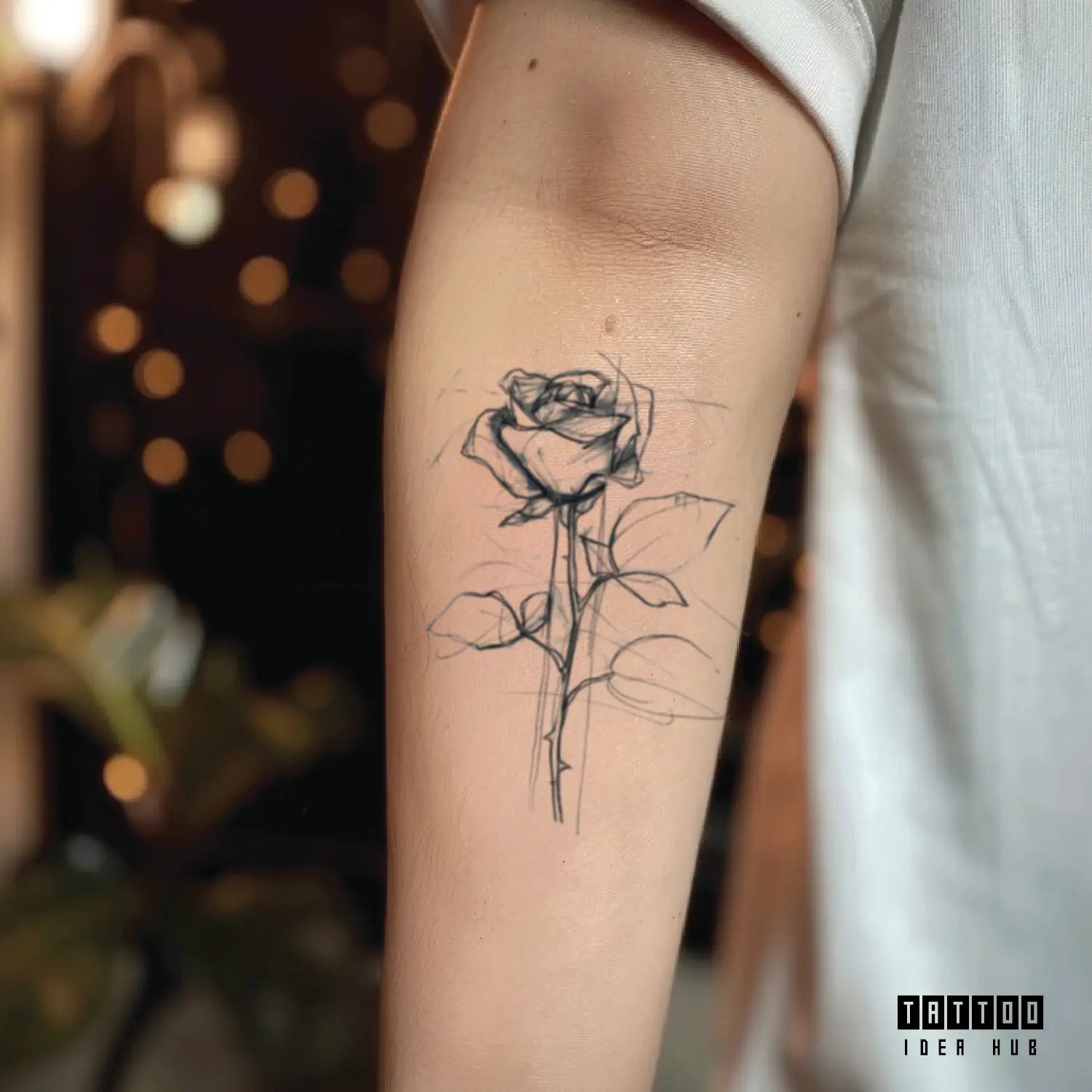 rose sketch forearm temporary tattoo idea design