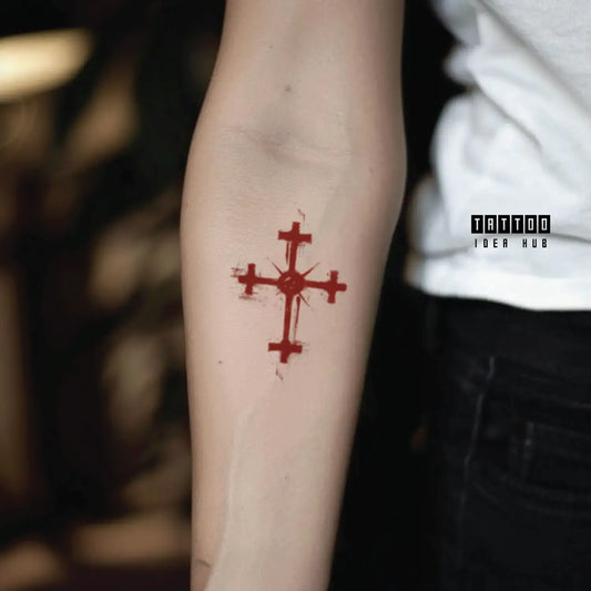 red cross forearm temporary tattoo idea design