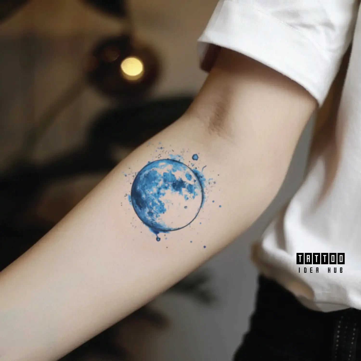 blue moon forearm temporary tattoo idea design