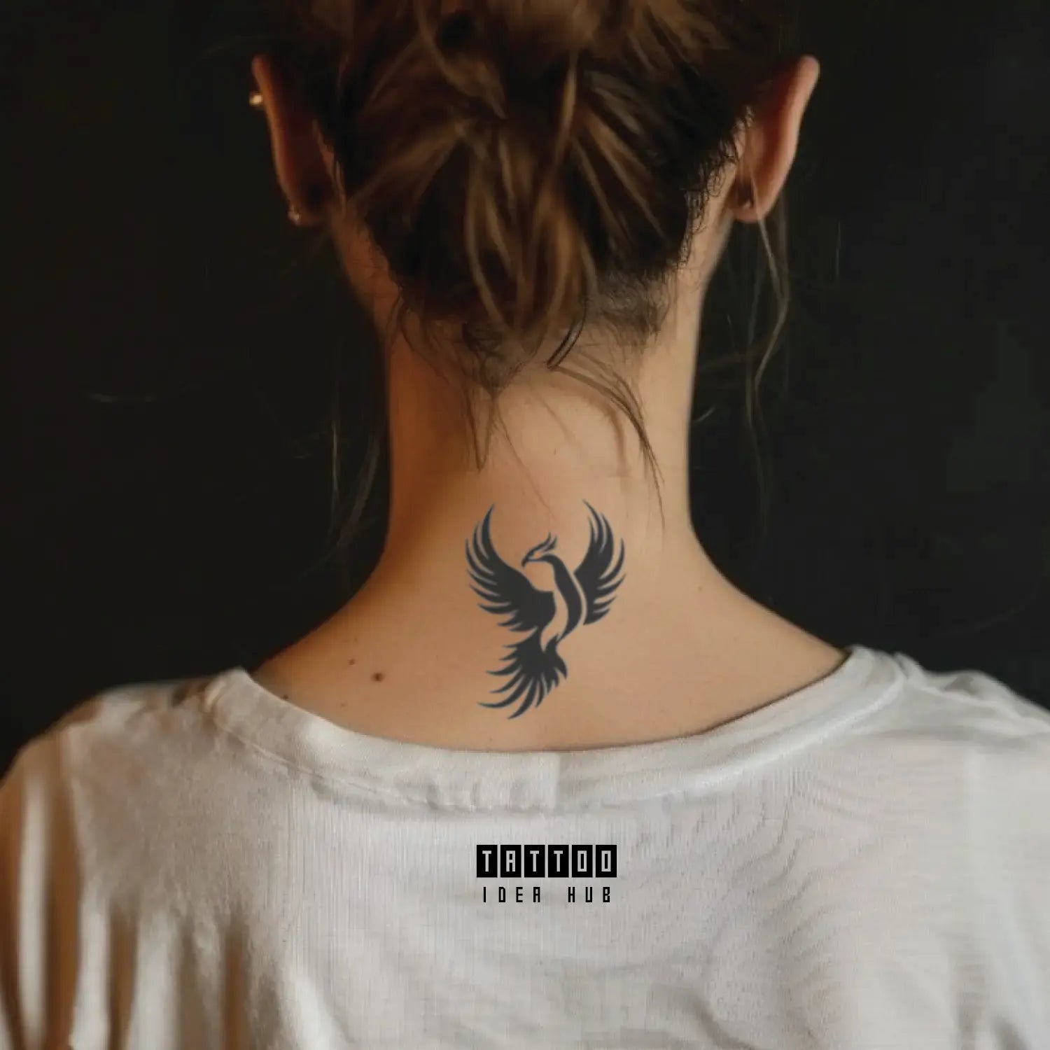 simple phoenix symbol neck temporary tattoo idea design